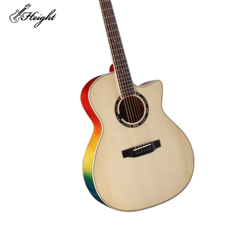 Rainbow Color A Grade Spruce Solid Top Guitar
